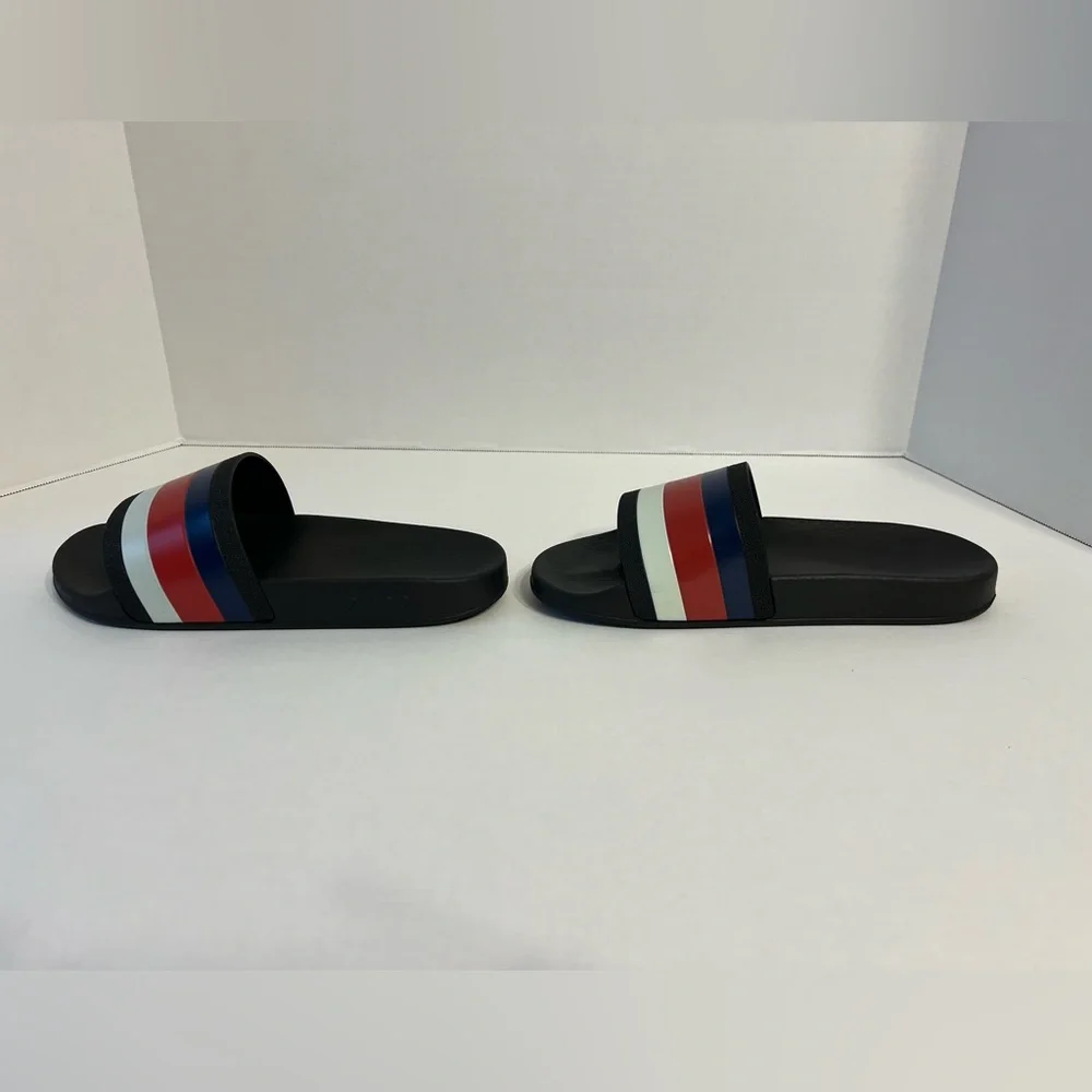 Gucci WEB RUBBER Slides‎ IN BLACK Blue / Red & White Sandals men’s UK size 6